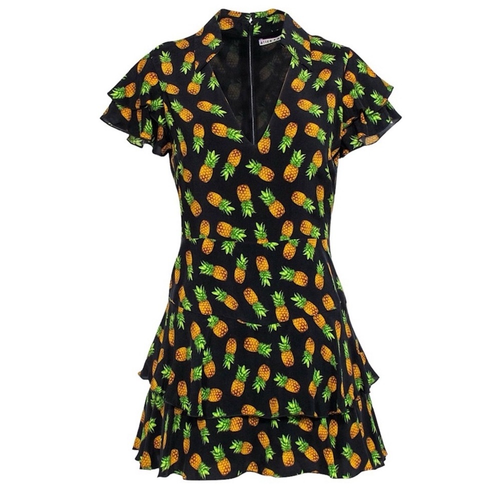 ALICE + OLIVIA Ruffled Pineapple Print Romper